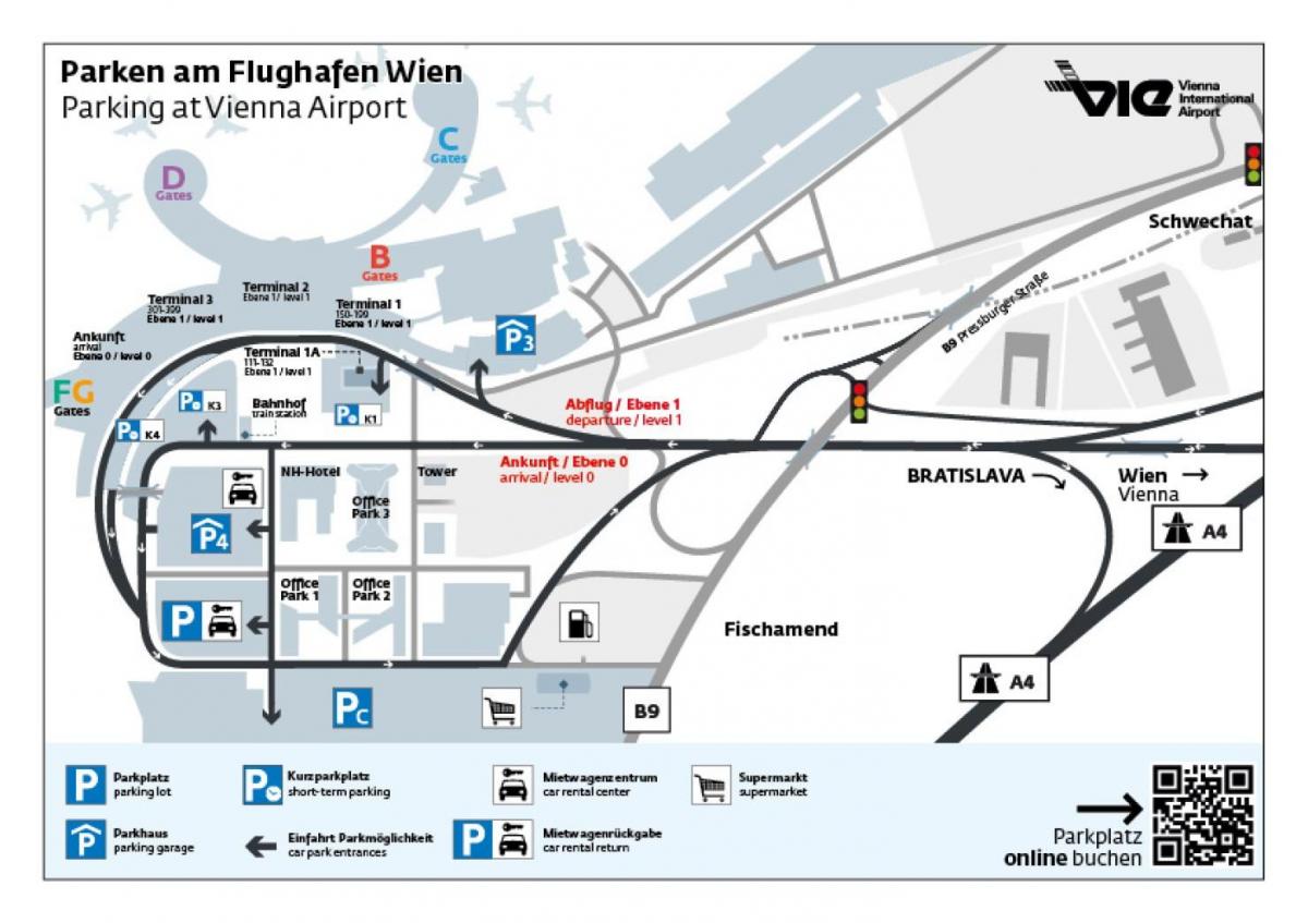 نقشہ ویانا کے ہوائی اڈے پارکنگ