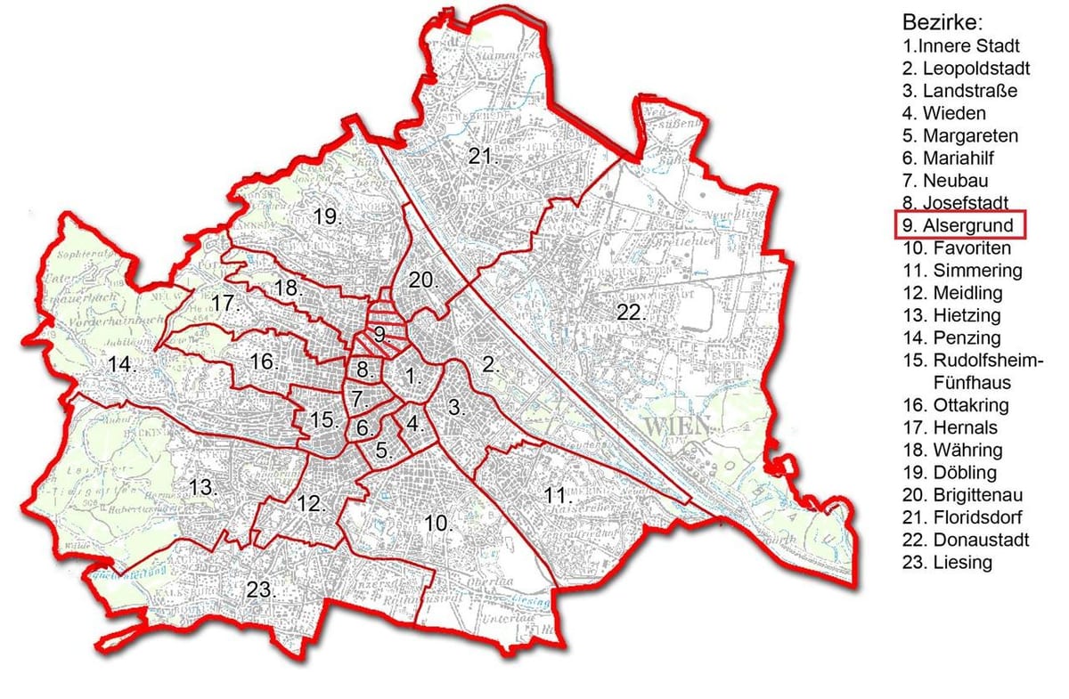 Wien bezirk نقشہ