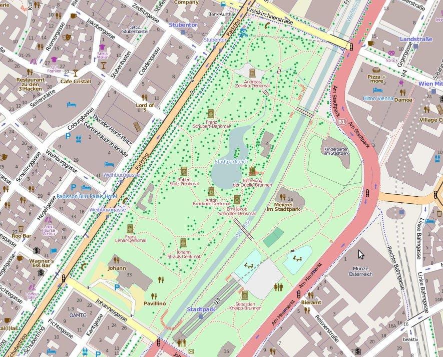 نقشہ کے stadtpark ویانا