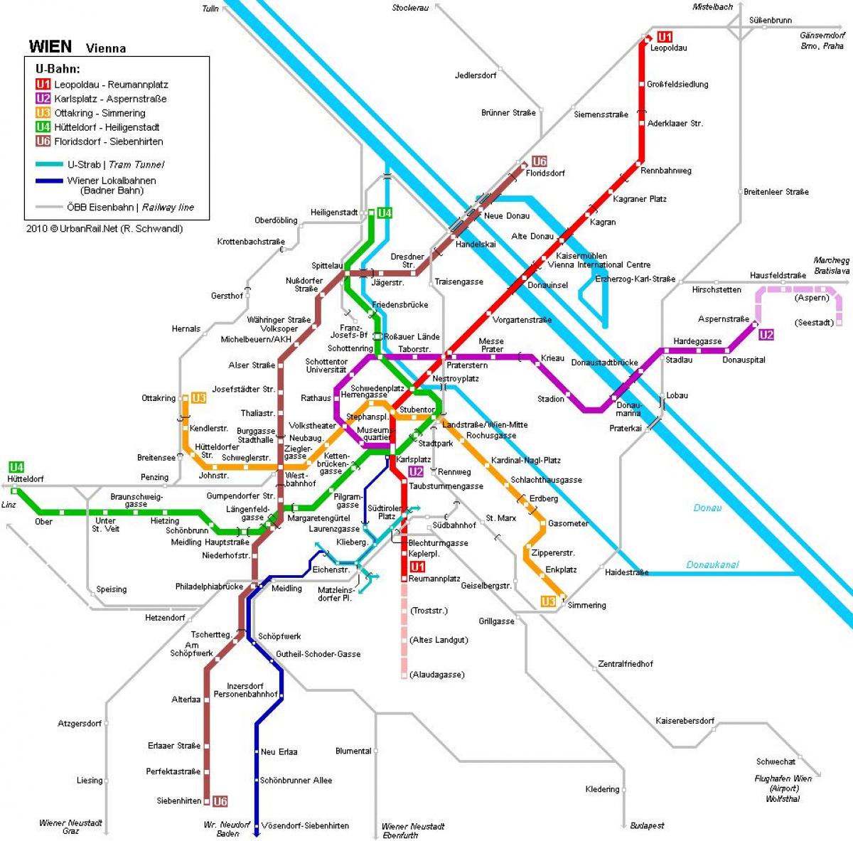 Wien ایس ریلوے کا نقشہ