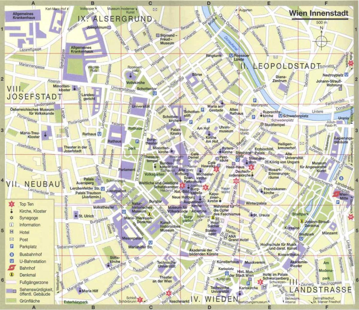 ویانا شہر سیاحوں کی نقشہ