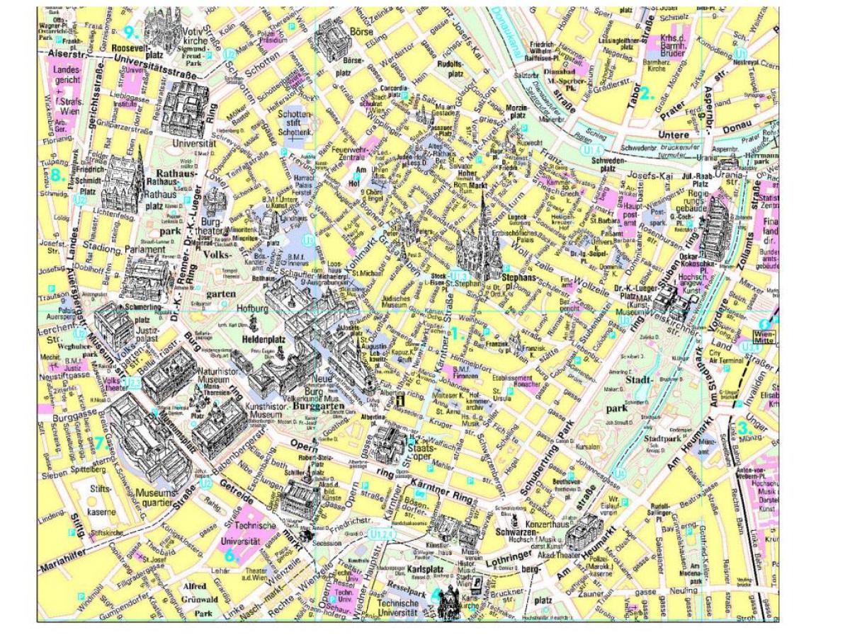 ویانا پرکشش مقامات کا نقشہ