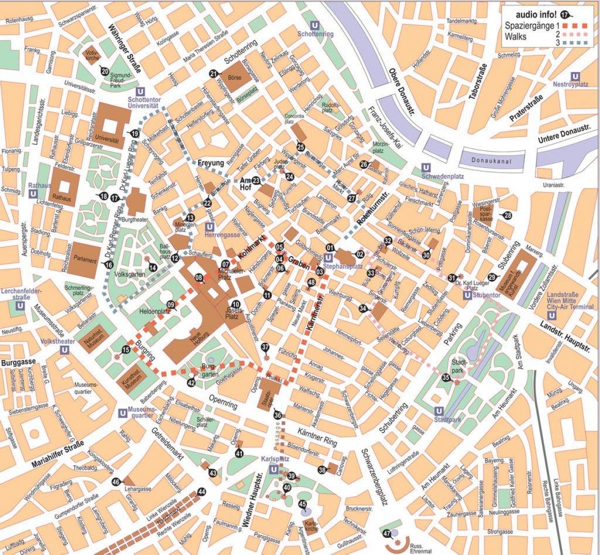 ویانا آسٹریا کے شہر کے مرکز نقشہ