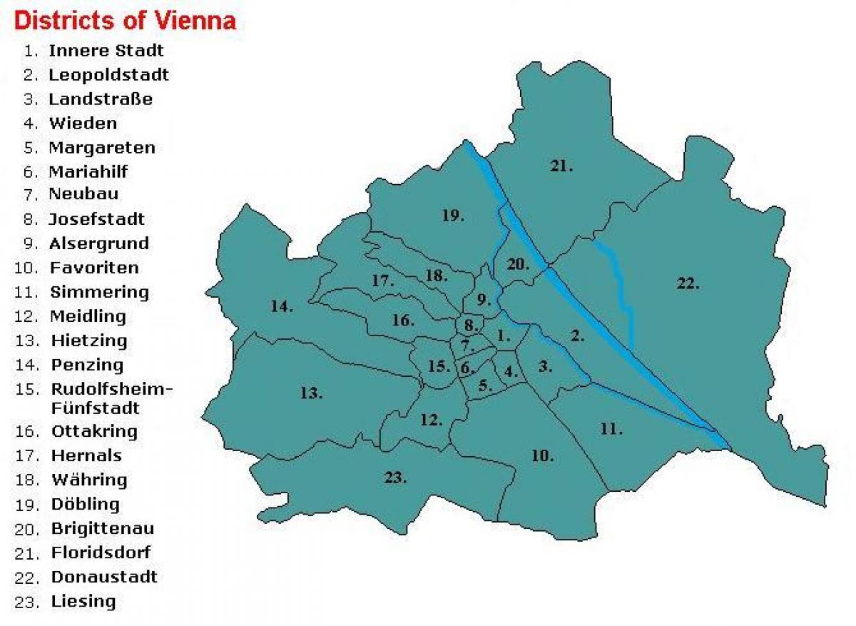 Wien کے اضلاع کا نقشہ