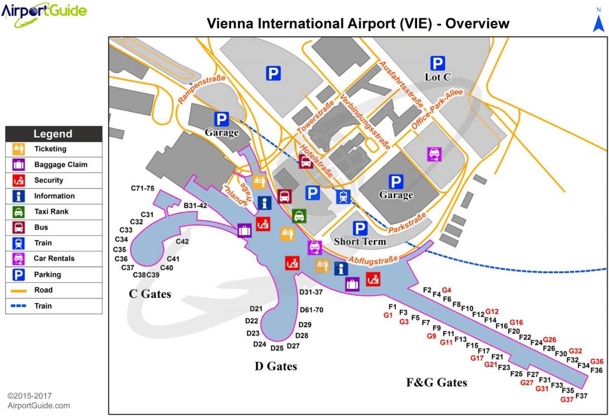 Wien کے ہوائی اڈے کا نقشہ