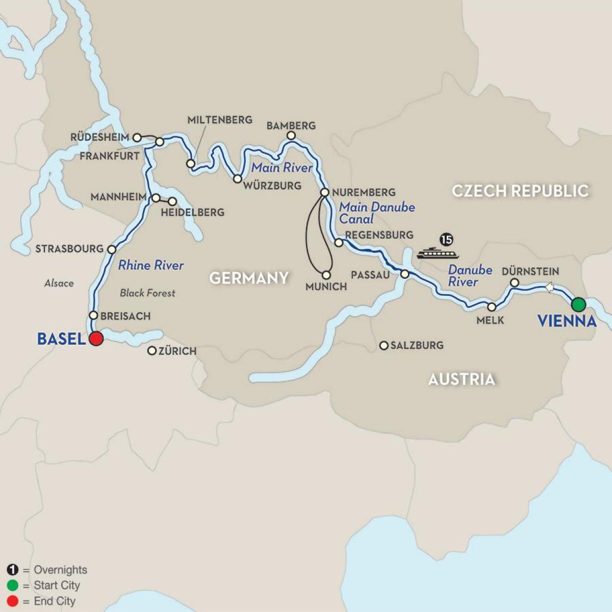 نقشہ کے دریائے ڈینیوب ویانا 