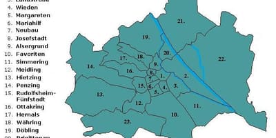 Wien کے اضلاع کا نقشہ